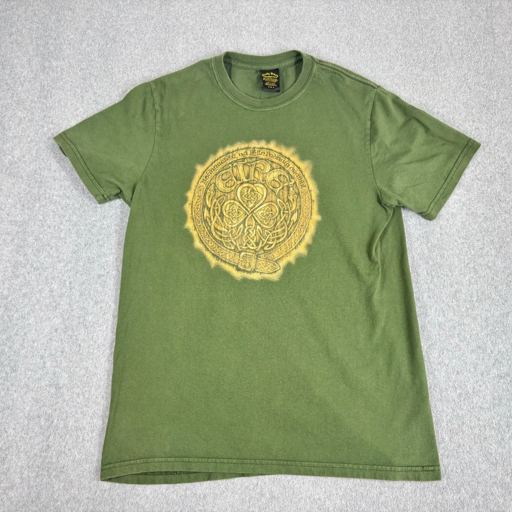 Vintage Lucky Brand T-Shirt Men's M Ireland Green Graphic Print Short Sleeve USA